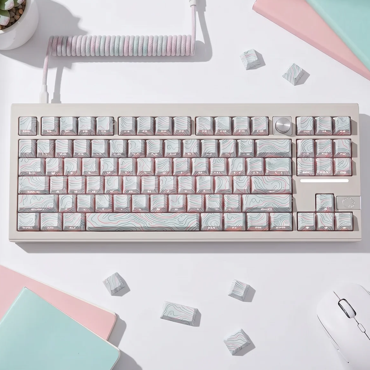 Topography Lines Keycap Set (Snow Swirls)
