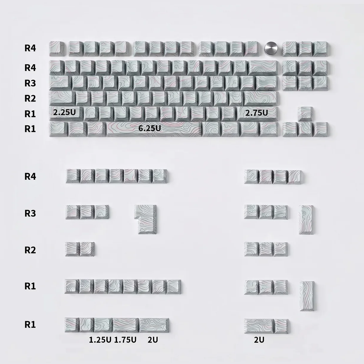 Topography Lines Keycap Set (Snow Swirls)