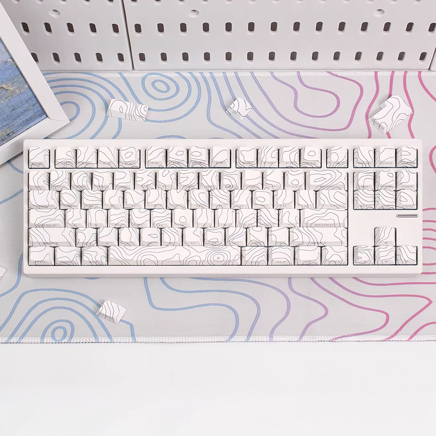 Topography Lines Keycap Set (White)