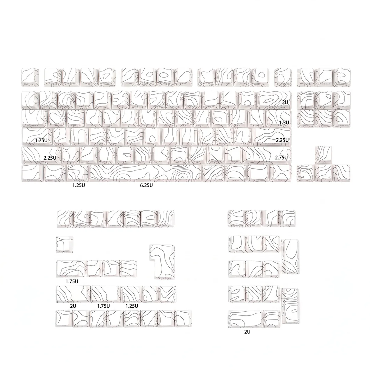 Topography Lines Keycap Set (White)