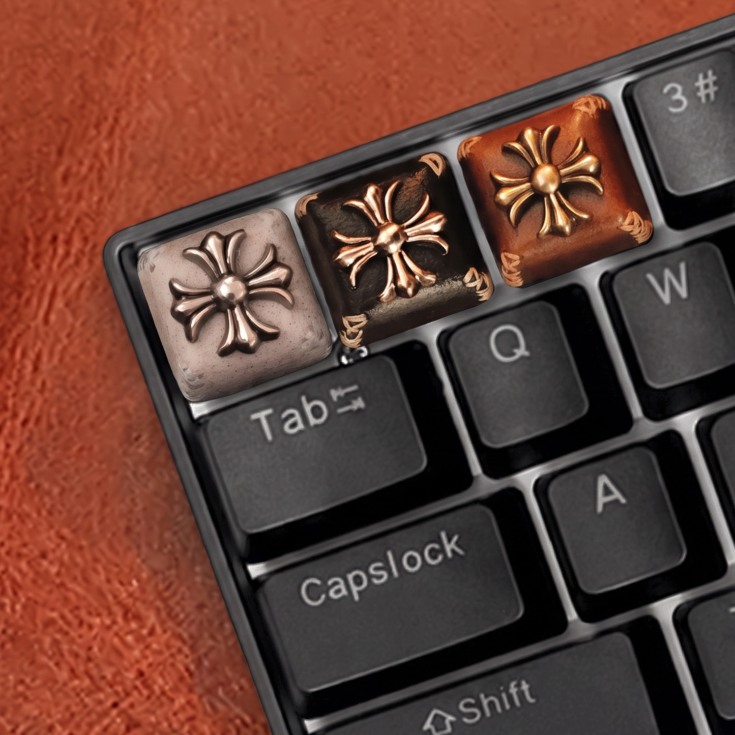Vintage Leather Motif Artisan Keycaps